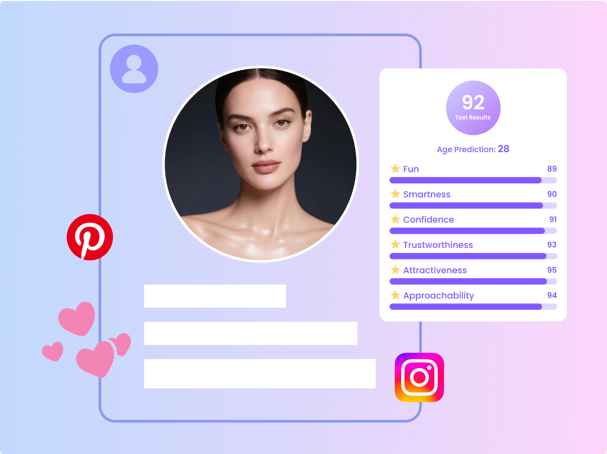 AI attractiveness test interface showing social media optimization